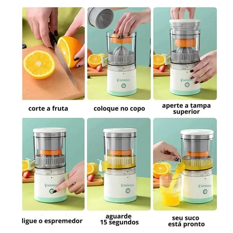 Portable Electric Fruit Orange Juicer Bivolt USB Rechargeable Extractor