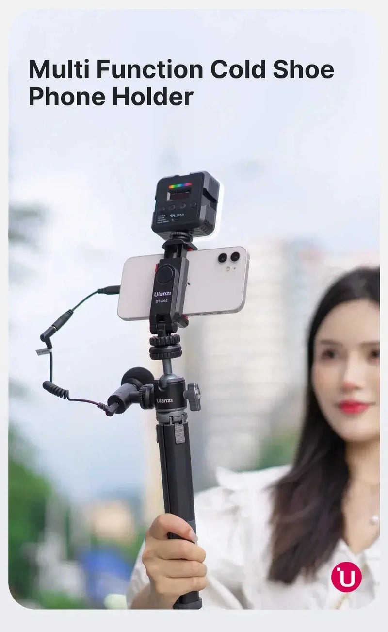 Ulanzi ST-06S 360°Rotatable Phone Holder Vertical Shoot PhoneMount Tripod Mount With Cold Shoe phone Clip Clamp Vlog Video