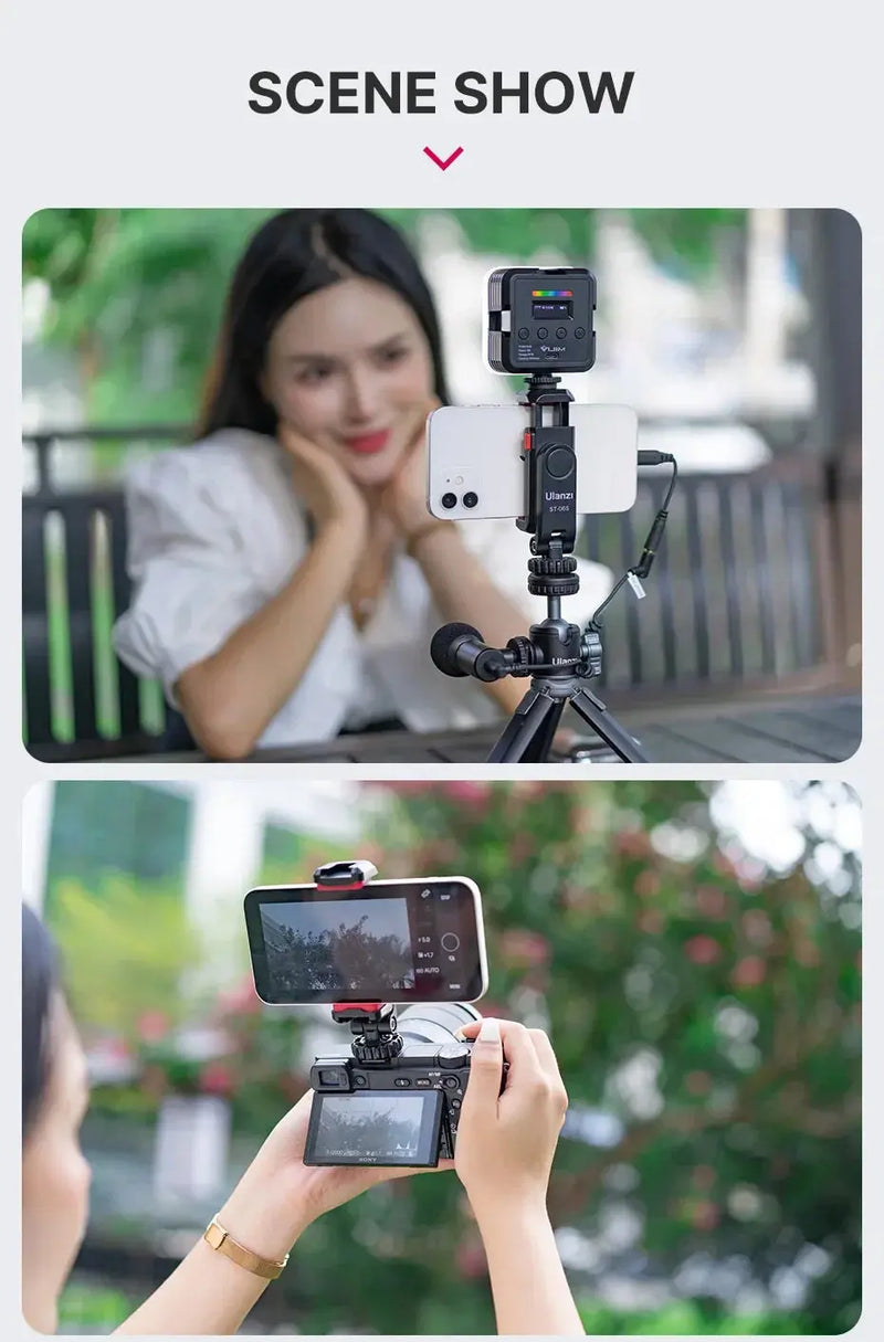 Ulanzi ST-06S 360°Rotatable Phone Holder Vertical Shoot PhoneMount Tripod Mount With Cold Shoe phone Clip Clamp Vlog Video