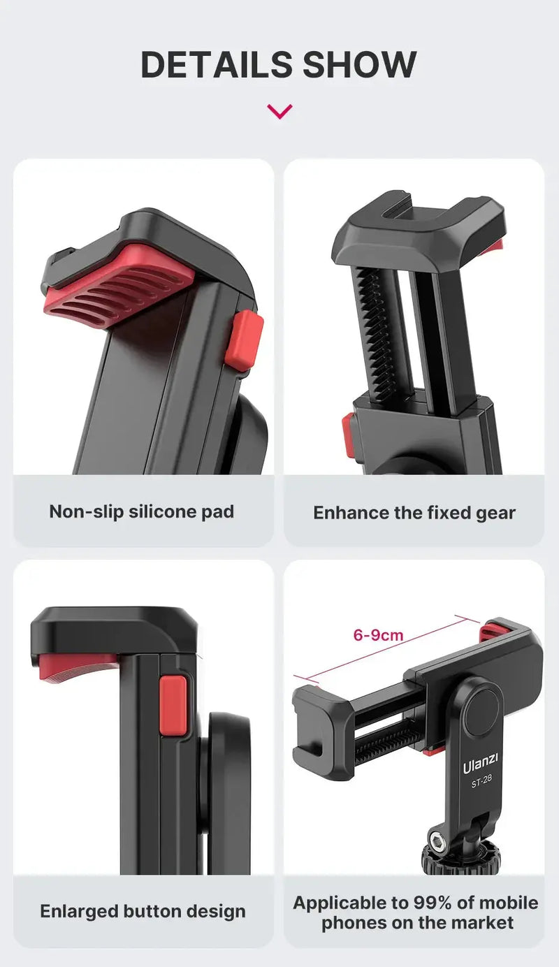 Ulanzi ST-06S 360°Rotatable Phone Holder Vertical Shoot PhoneMount Tripod Mount With Cold Shoe phone Clip Clamp Vlog Video