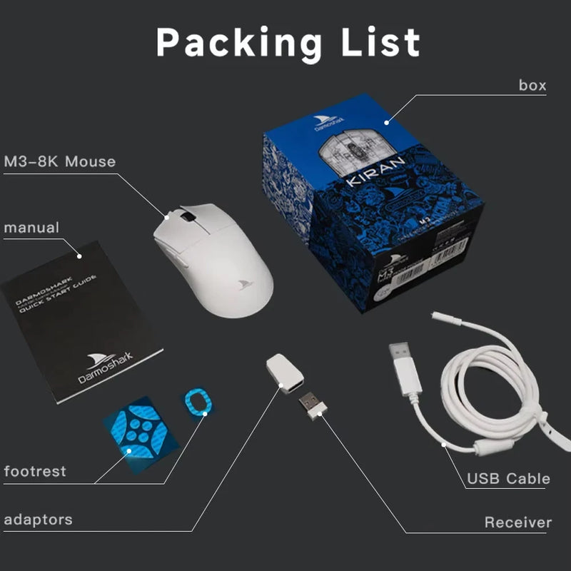 Motospeed Darmoshark M3 8K Bluetooth Wireless Gaming Mouse 26K DPI PAW3395 Sensor Computer Office Mouse TTC For Laptop PC