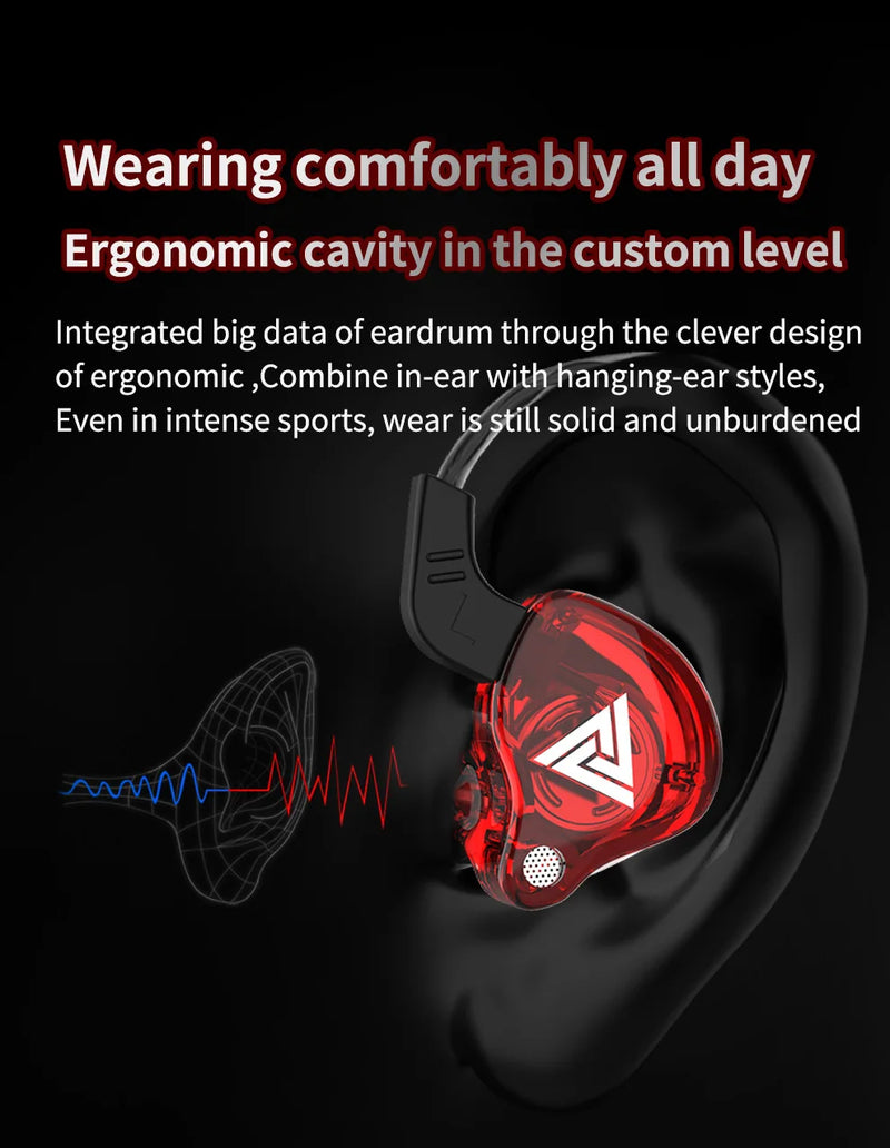 Original QKZ AK6 Copper Driver HiFi Sport Headphone 3.5mm In Ear Earphone For Running With Microphone Headset music Earbuds fone