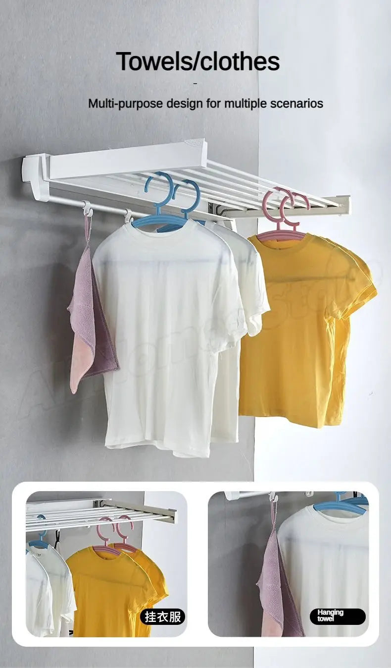 Retractable Clothes Hanger Invisible Wall Mounted Hanger Drying Rack Clothes Rack Folding Wall Extendable Organization Hangers