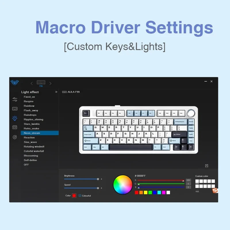 AULA F75 Original Keyboard RGB Customized Bluetooth Wireless 2.4G Type-C Wired Hot Swap75% OEM Gasket Gaming Mechanical Keyboard