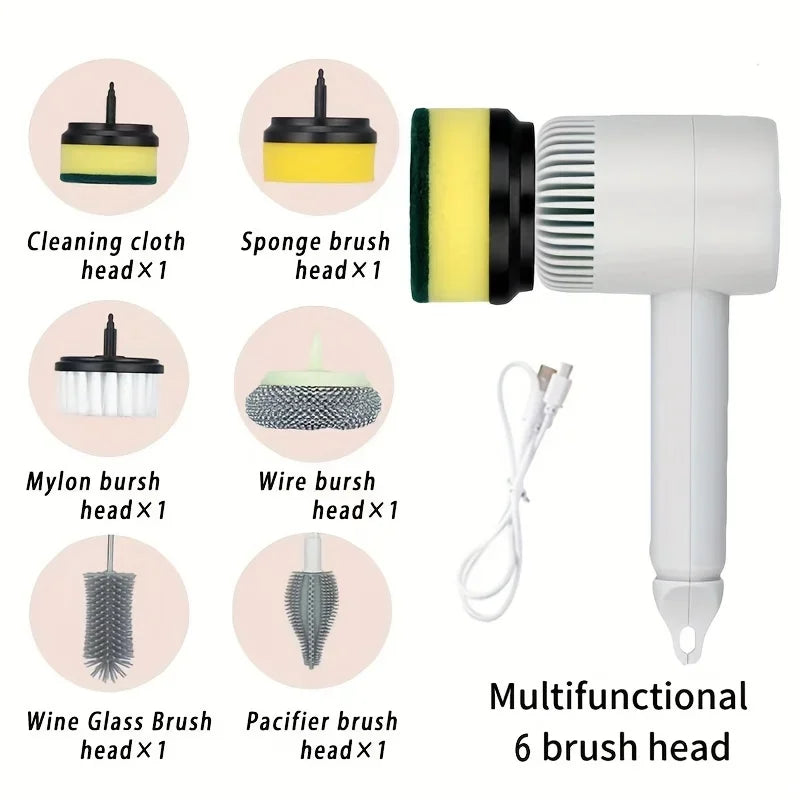 2/4/6Brush Electric Spin Scrubber, Rechargeable Cleaning Brush, Floors, Carpets, Bathrooms, Kitchens, Cordless Handheld Washer