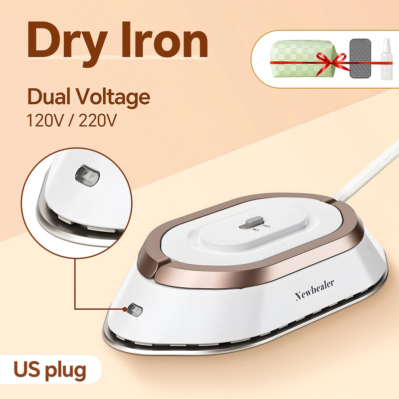 Portable Electric Iron Dual Voltage 110V/220V 30S Preheating Non-steam Travel Mini Dry Iron for Quilting Sewing Clothes