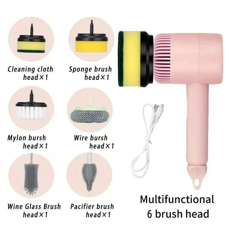 2/4/6Brush Electric Spin Scrubber, Rechargeable Cleaning Brush, Floors, Carpets, Bathrooms, Kitchens, Cordless Handheld Washer