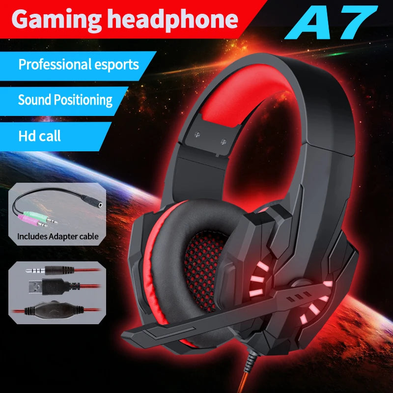 SW-G830 Gaming headphones with flexible HD microphone cover ears RGB light stereo surround sound external wired headphones