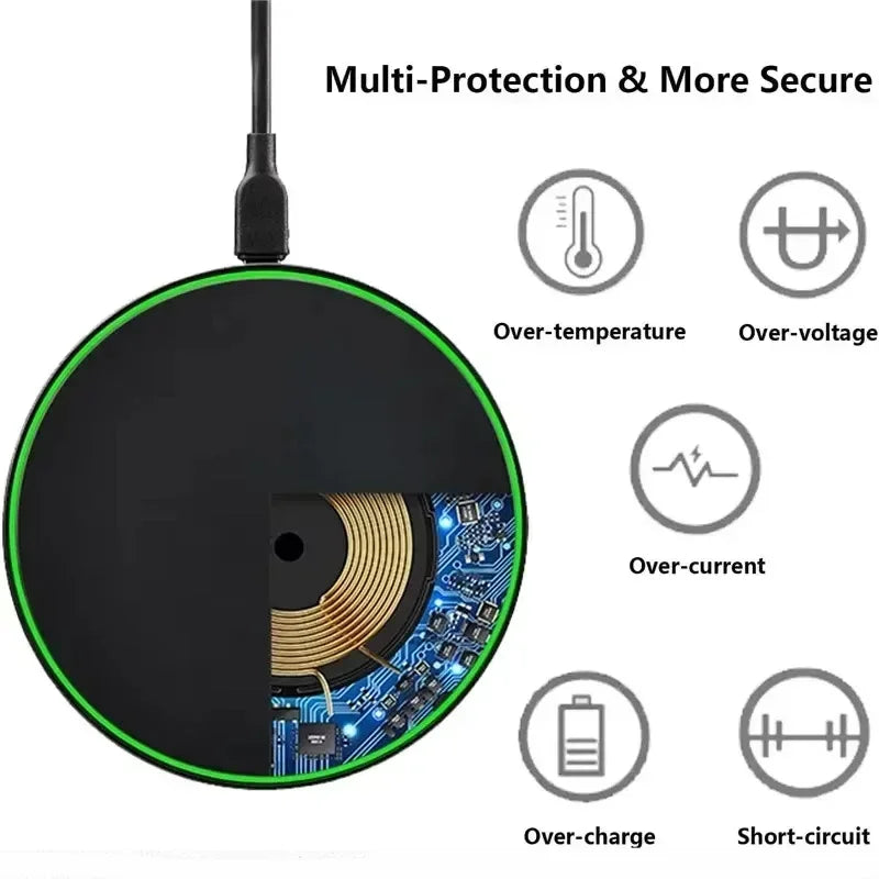 200W Wireless Charger Pad Stand Mobile Phone Chargers Fast Charging Dock Station For iPhone 16 15 14 13 Pro Max Samsung Xiaomi