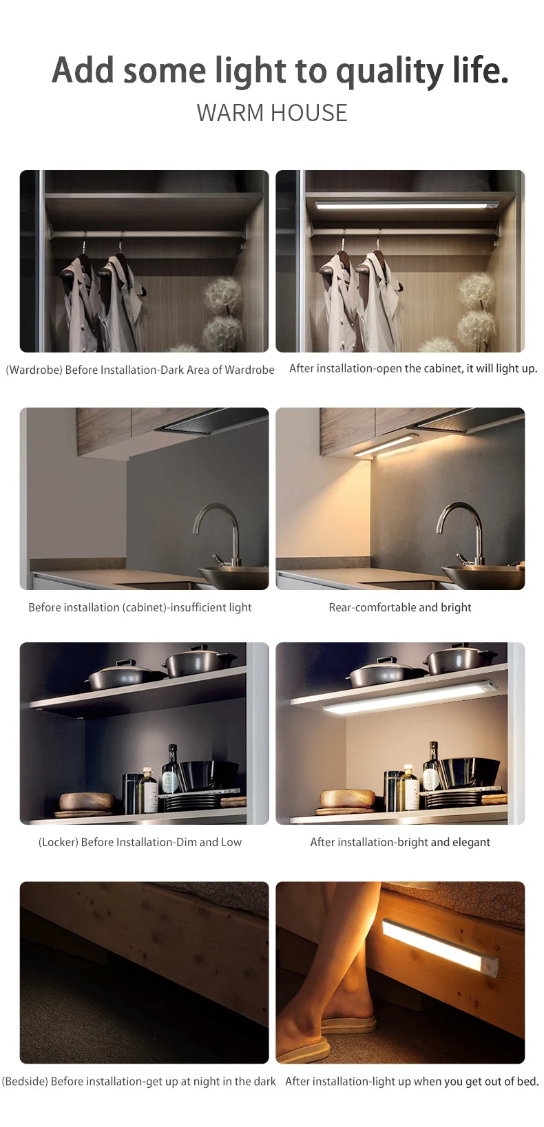 Night Light Led Lamp Under Cabinet Lights Motion Sensor night light Closet Light Cabinet Kitchen Lighting Magnetic night lights
