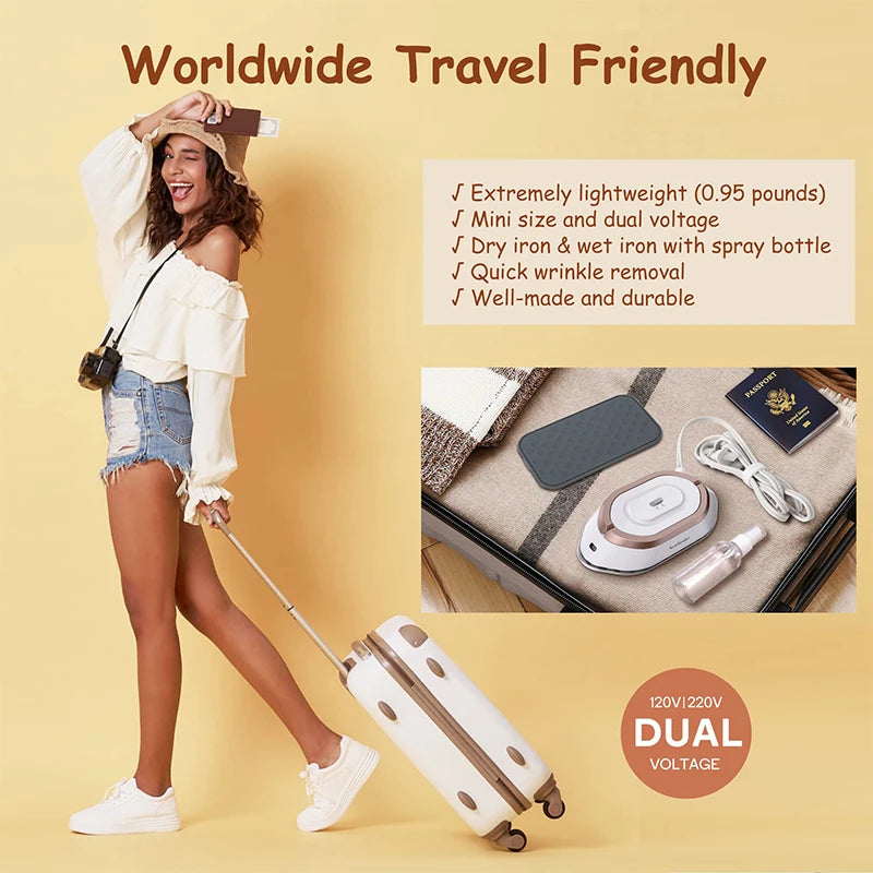 Portable Electric Iron Dual Voltage 110V/220V 30S Preheating Non-steam Travel Mini Dry Iron for Quilting Sewing Clothes