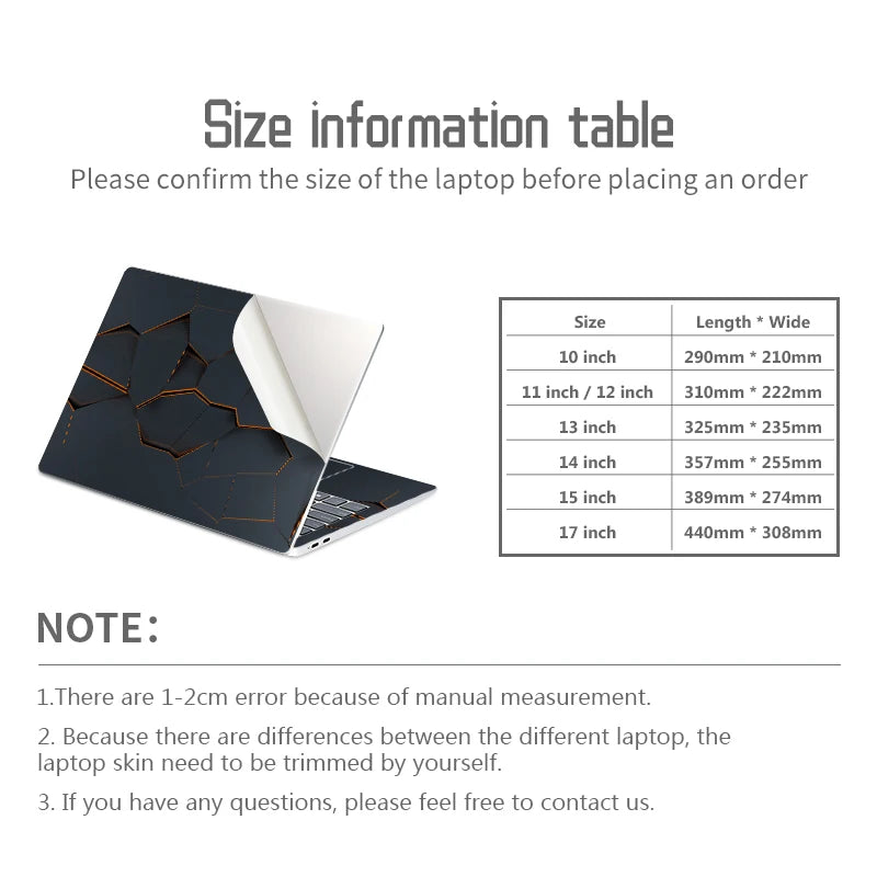 DIY Geometry Cover Laptop Skins Sticker 13.3"14"15.6"17.3"Vinyl Skin Case for Macbook/Lenovo/Hp/Acer Decorate Decal Assessories
