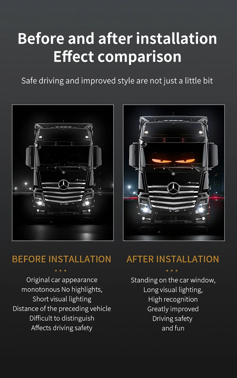 Led Eyes for Truck Devil Eye LED Pixel Panel Light for Trucks Cars DIY Remote Control Scrolling Animation Soft Foldable