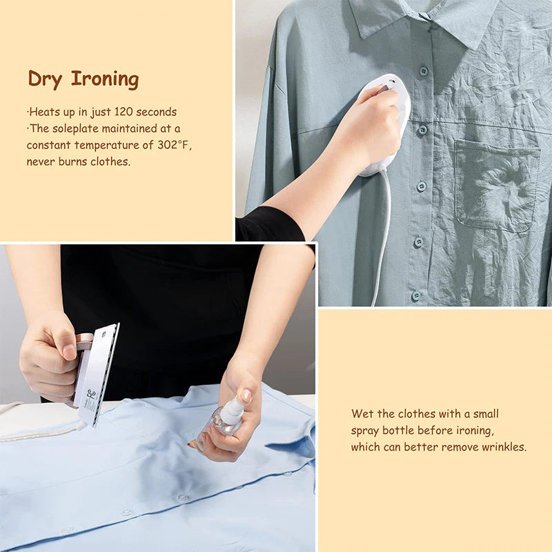 Portable Electric Iron Dual Voltage 110V/220V 30S Preheating Non-steam Travel Mini Dry Iron for Quilting Sewing Clothes