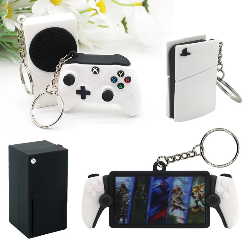 PS5 XBOX Game Console Controller Model Keychains Mini Simulation Collection Key Chain Pendant for Men Women Keys Ring Toys Gift