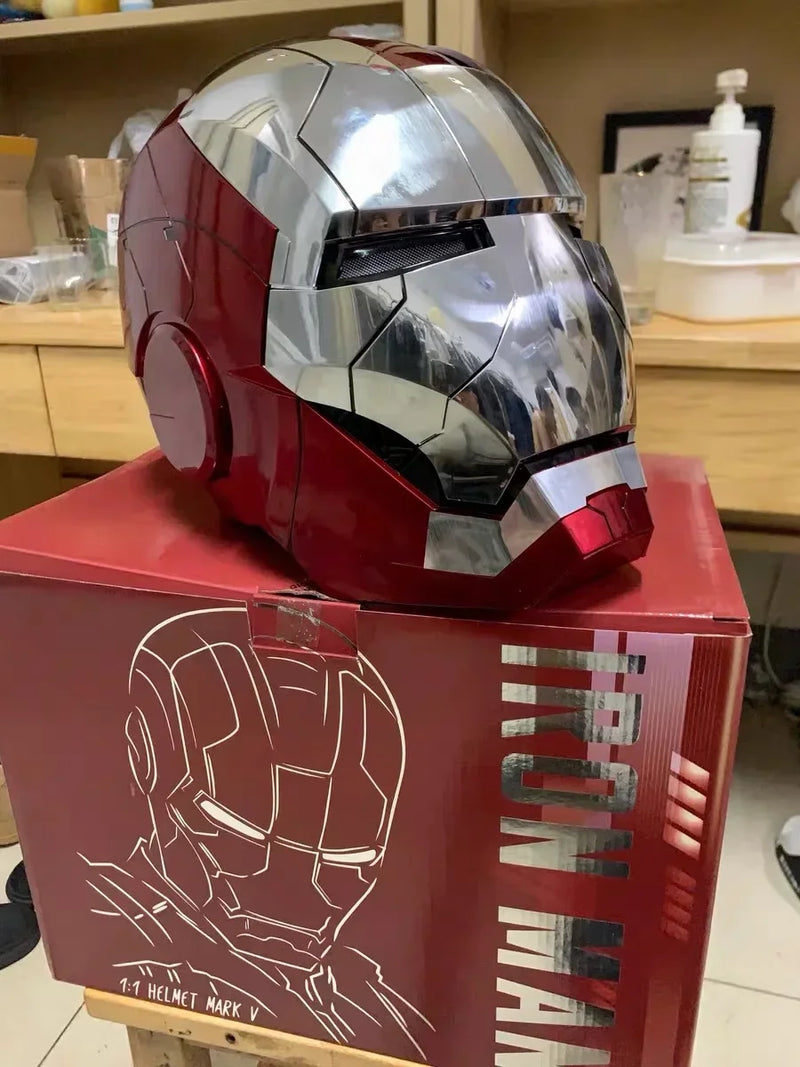Marvel Electric Iron Man 1:1 MK50 MK5 Helmet Voice Control Eyes With Light Model Toys For Adult Technology Wearable Xmas Gift