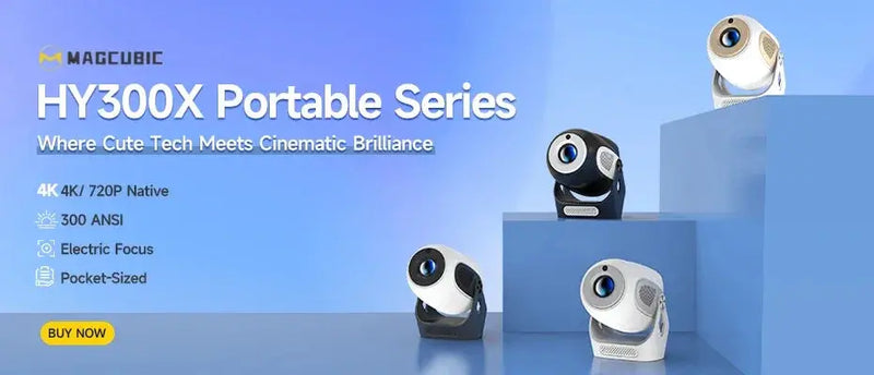 Magcubic Projector Android 11 4K 1280*720P HY300 Pro + Dual Wifi 290ANSI 180°flexible BT5.0 Cinema Outdoor Portable Projector