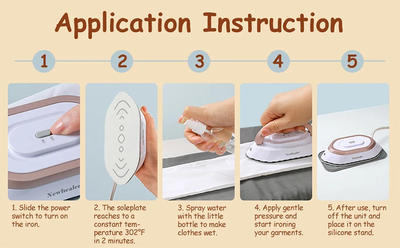 Portable Electric Iron Dual Voltage 110V/220V 30S Preheating Non-steam Travel Mini Dry Iron for Quilting Sewing Clothes