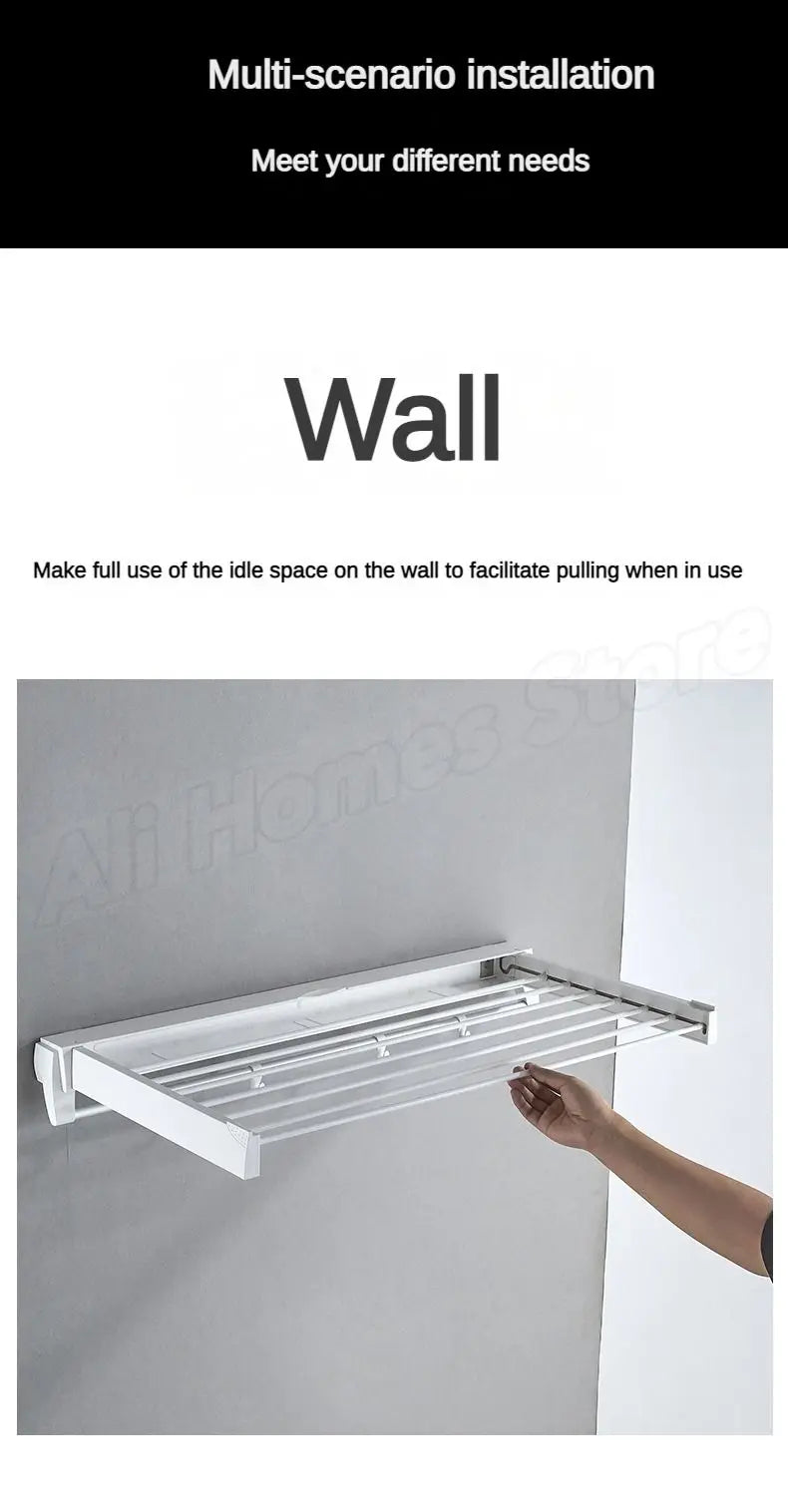 Retractable Clothes Hanger Invisible Wall Mounted Hanger Drying Rack Clothes Rack Folding Wall Extendable Organization Hangers