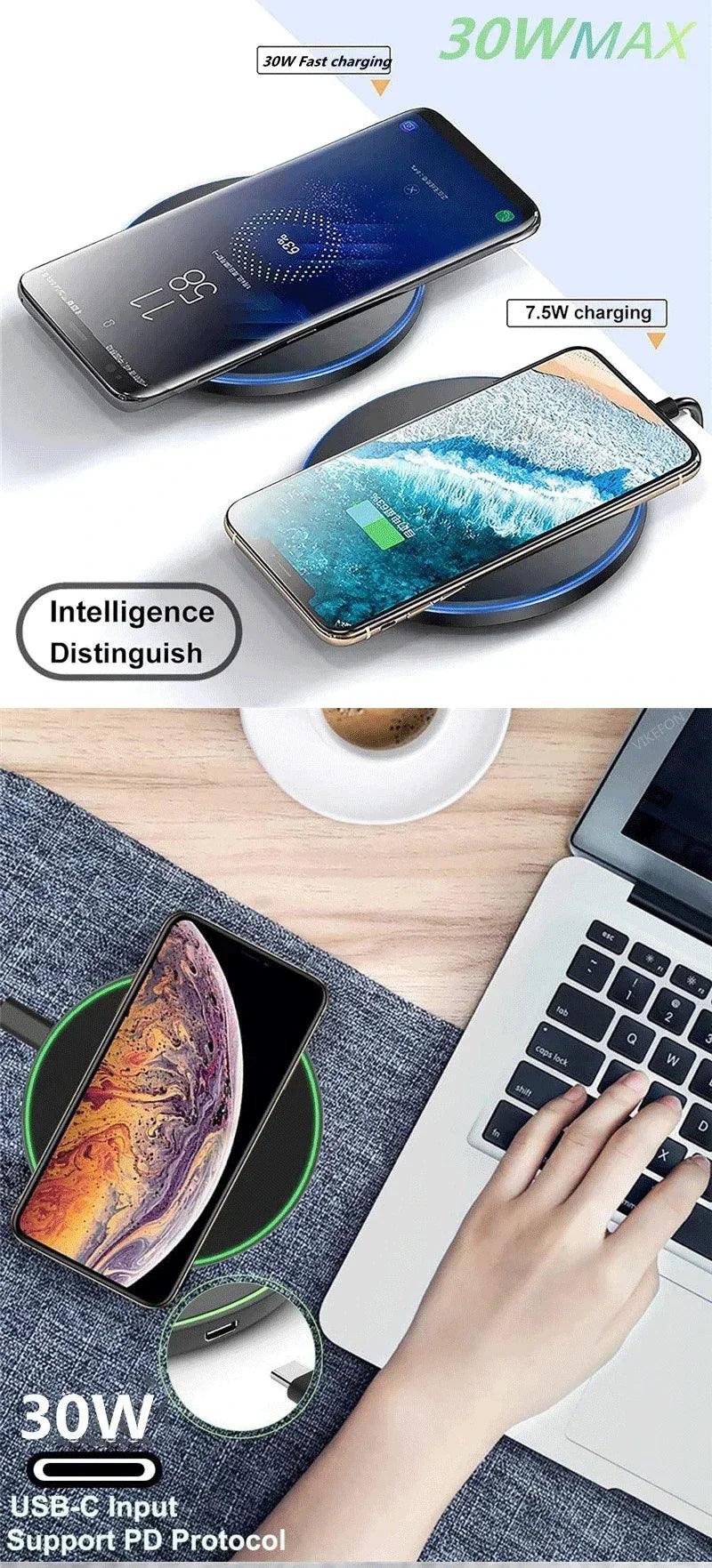 200W Wireless Charger Pad Stand Mobile Phone Chargers Fast Charging Dock Station For iPhone 16 15 14 13 Pro Max Samsung Xiaomi