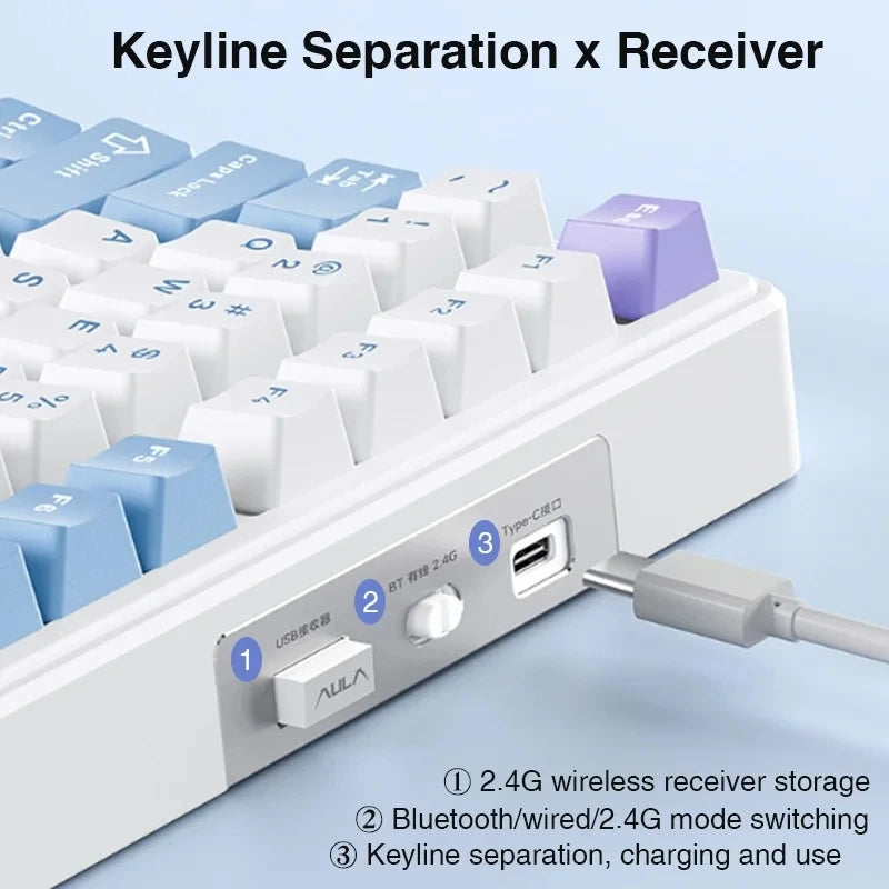 AULA F75 Original Keyboard RGB Customized Bluetooth Wireless 2.4G Type-C Wired Hot Swap75% OEM Gasket Gaming Mechanical Keyboard