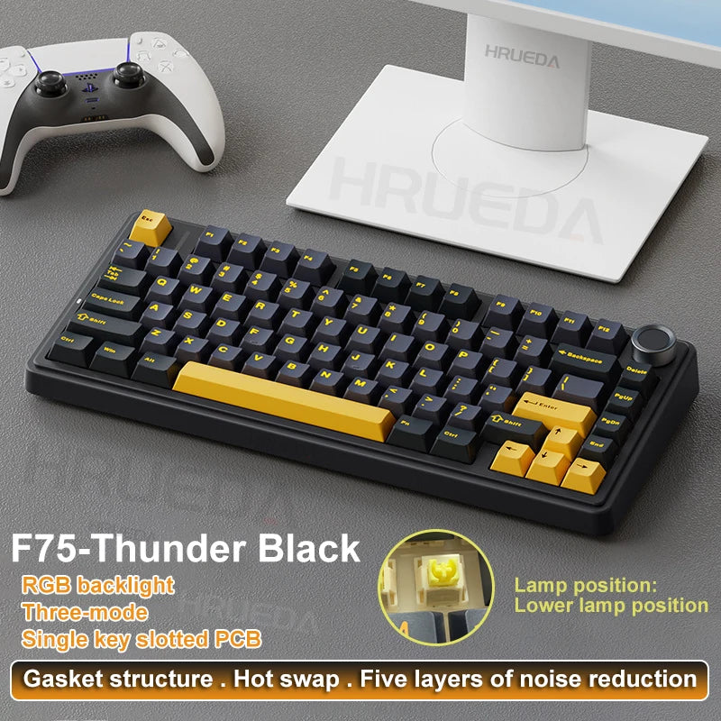 AULA F75 Original Keyboard RGB Customized Bluetooth Wireless 2.4G Type-C Wired Hot Swap75% OEM Gasket Gaming Mechanical Keyboard