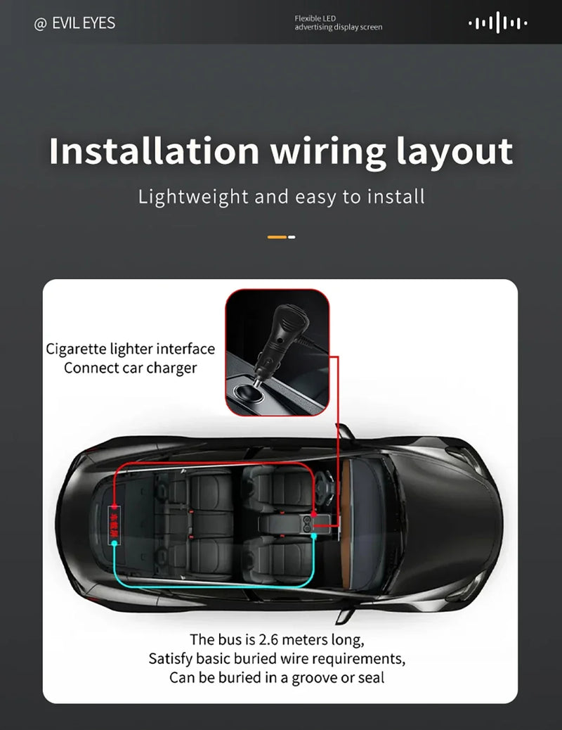 Led Eyes for Truck Devil Eye LED Pixel Panel Light for Trucks Cars DIY Remote Control Scrolling Animation Soft Foldable