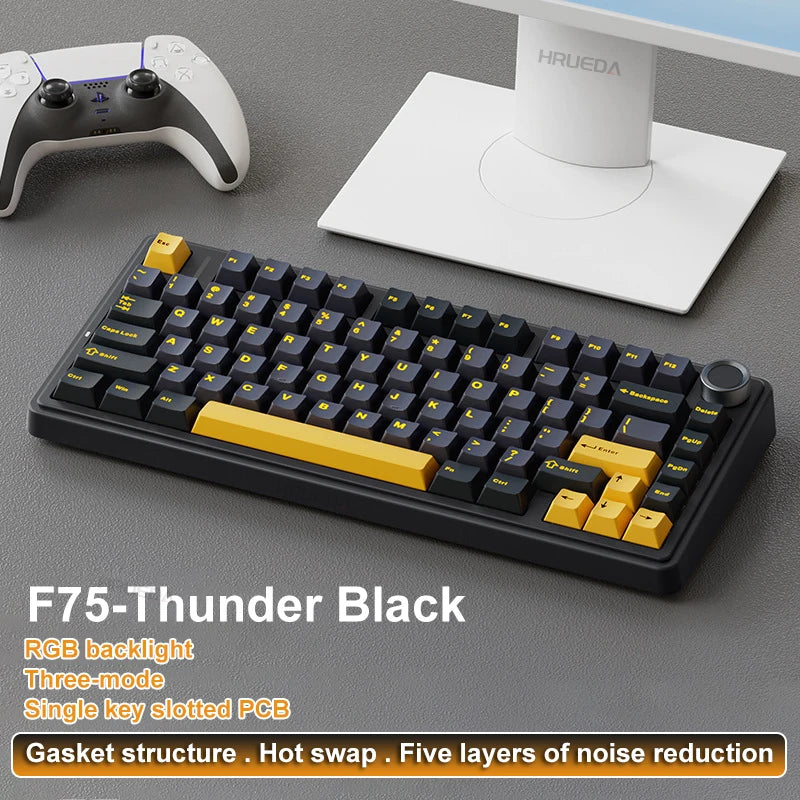 AULA F75 Original Keyboard RGB Customized Bluetooth Wireless 2.4G Type-C Wired Hot Swap75% OEM Gasket Gaming Mechanical Keyboard