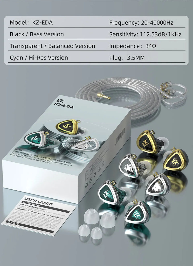 KZ EDA Earphones Bass/Balanced/Hi-Res Earbuds In Ear Monitor Headphones Sport Noise Cancelling HIFI Headset KZ EDXPRO EDC EDS