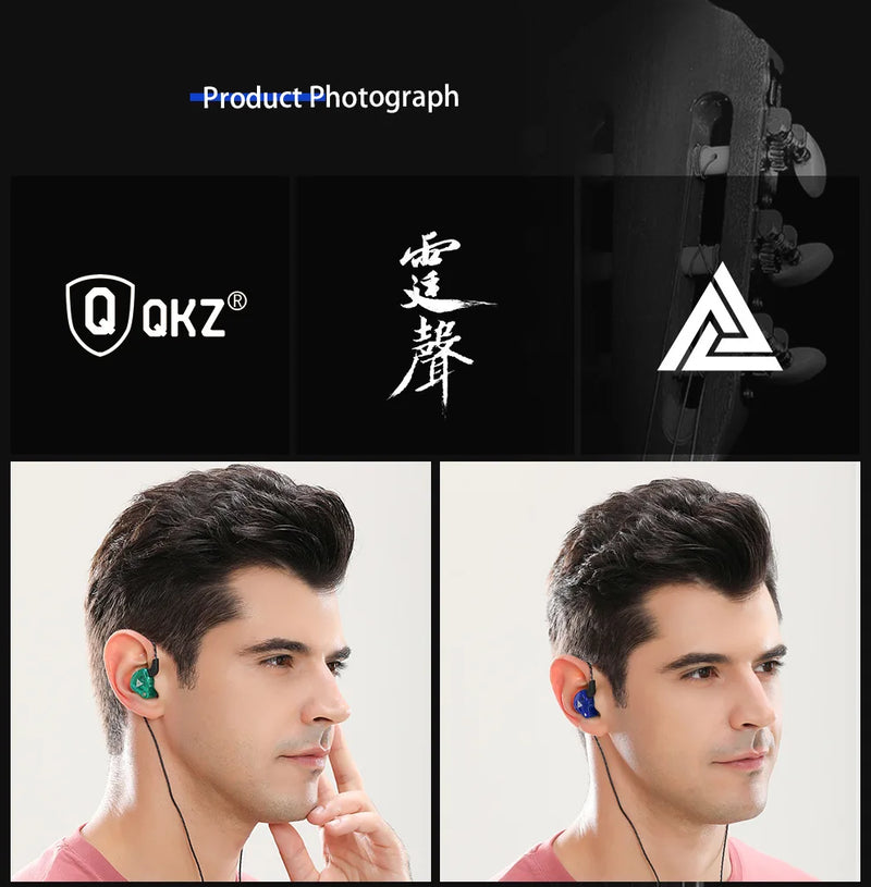 Original QKZ AK6 Copper Driver HiFi Sport Headphone 3.5mm In Ear Earphone For Running With Microphone Headset music Earbuds fone