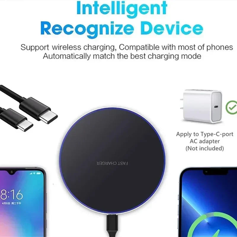 200W Wireless Charger Pad Stand Mobile Phone Chargers Fast Charging Dock Station For iPhone 16 15 14 13 Pro Max Samsung Xiaomi