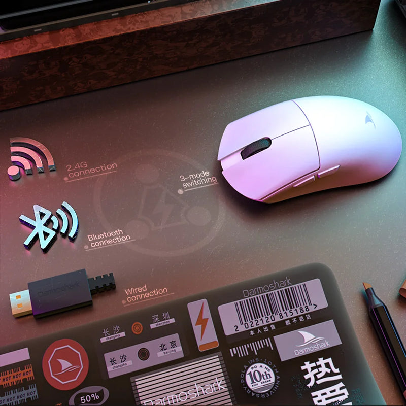 Motospeed Darmoshark M3 8K Bluetooth Wireless Gaming Mouse 26K DPI PAW3395 Sensor Computer Office Mouse TTC For Laptop PC