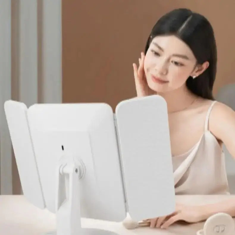 Trifold Makeup Mirror LED Lights Dorm Dressing Mirror Beauty Light up your fill light with Smart Complementary Makeup Mirror Tri