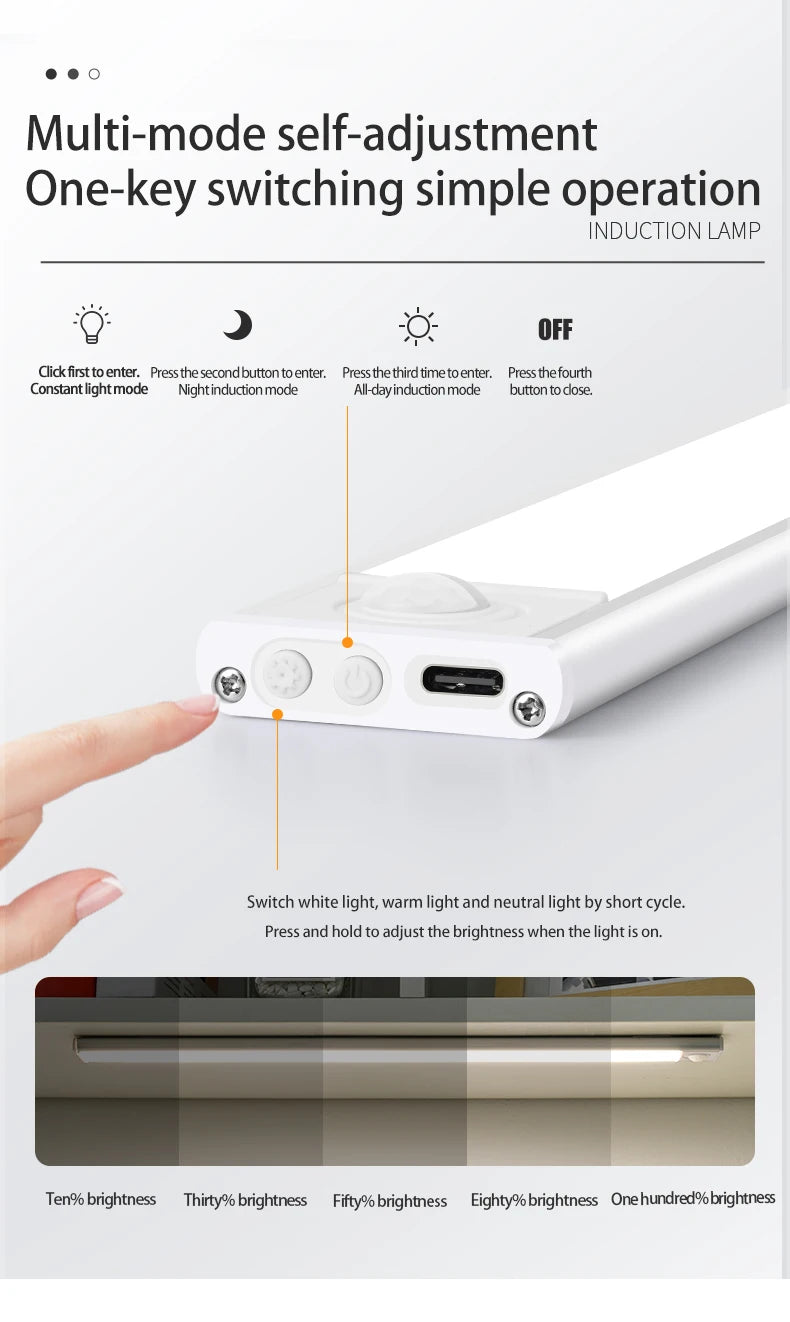 Night Light Led Lamp Under Cabinet Lights Motion Sensor night light Closet Light Cabinet Kitchen Lighting Magnetic night lights