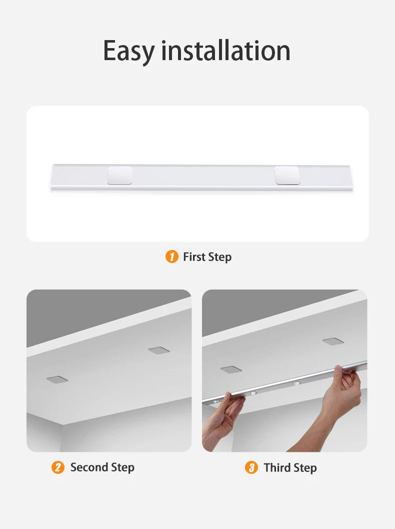 LED Motion Sensor Lamp 3Color Rechargeable Led Lamp Wireless Cabinet Wardrobe Lamps For Kitchen Cabinet Wardrobe Bedroom Lamp