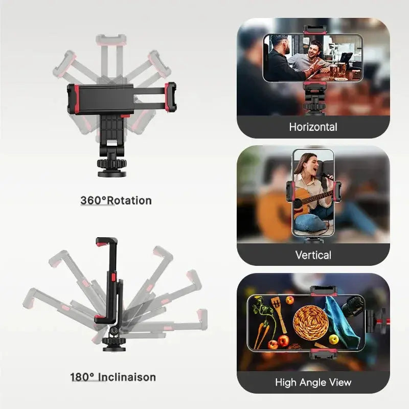 Ulanzi ST-06S 360°Rotatable Phone Holder Vertical Shoot PhoneMount Tripod Mount With Cold Shoe phone Clip Clamp Vlog Video
