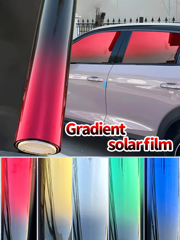 1PC Gradient Window Tint Film Heat-Resistant Anti-Explosive Peel And Stick Solar Film for Car & Home Automotive Privacy Window F