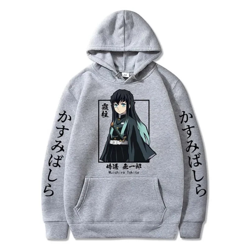 Demon Slayer Muichiro Tokito Graphic Hoodie Pullover Harajuku Streetwear Hoodies Winter Sweatshirt Fleece Sport Jogging Top