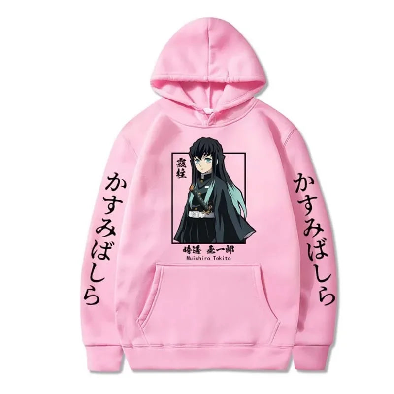Demon Slayer Muichiro Tokito Graphic Hoodie Pullover Harajuku Streetwear Hoodies Winter Sweatshirt Fleece Sport Jogging Top