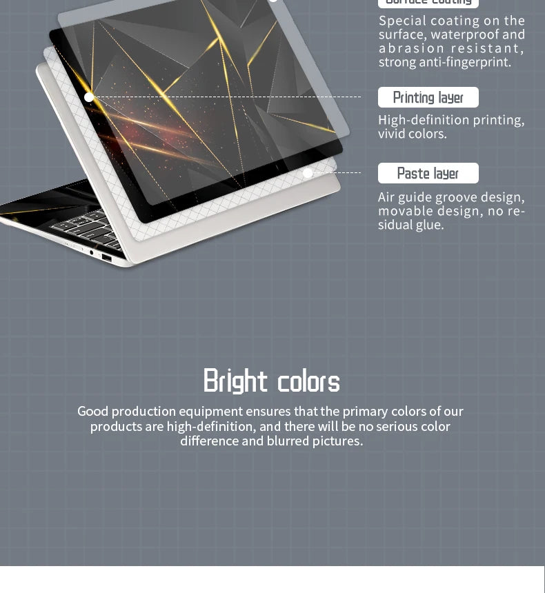 DIY Geometry Cover Laptop Skins Sticker 13.3"14"15.6"17.3"Vinyl Skin Case for Macbook/Lenovo/Hp/Acer Decorate Decal Assessories