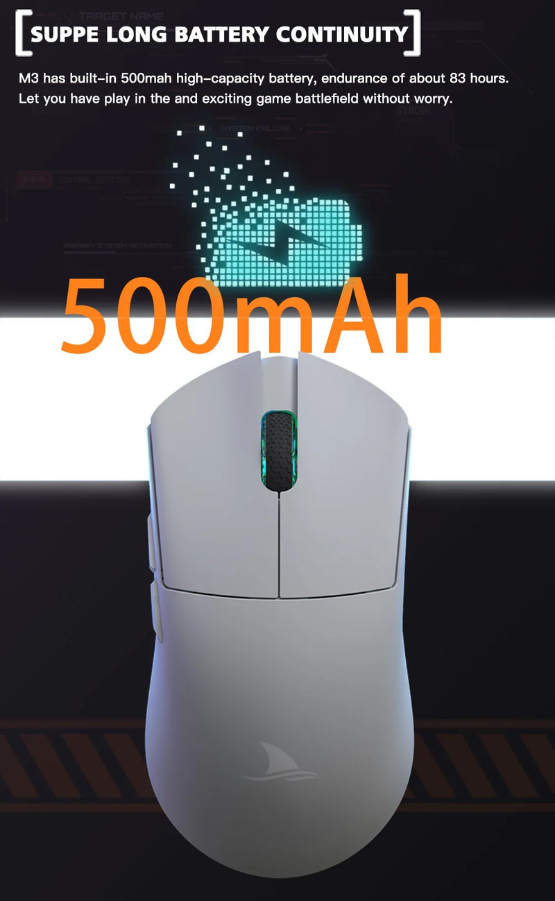 Motospeed Darmoshark M3 8K Bluetooth Wireless Gaming Mouse 26K DPI PAW3395 Sensor Computer Office Mouse TTC For Laptop PC