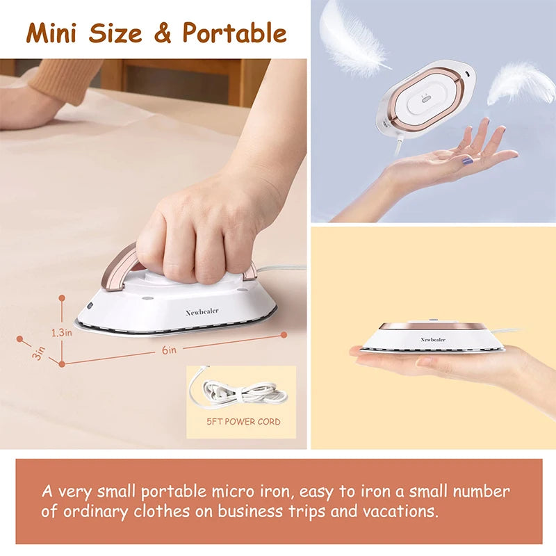Portable Electric Iron Dual Voltage 110V/220V 30S Preheating Non-steam Travel Mini Dry Iron for Quilting Sewing Clothes