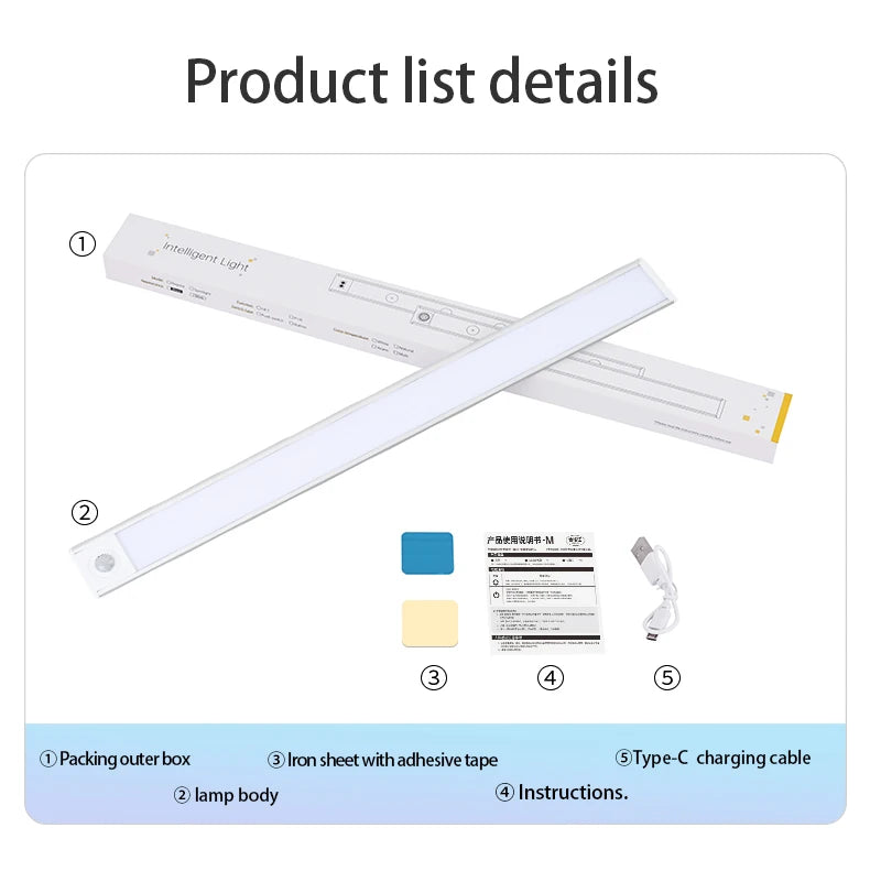 Night Light Led Lamp Under Cabinet Lights Motion Sensor night light Closet Light Cabinet Kitchen Lighting Magnetic night lights