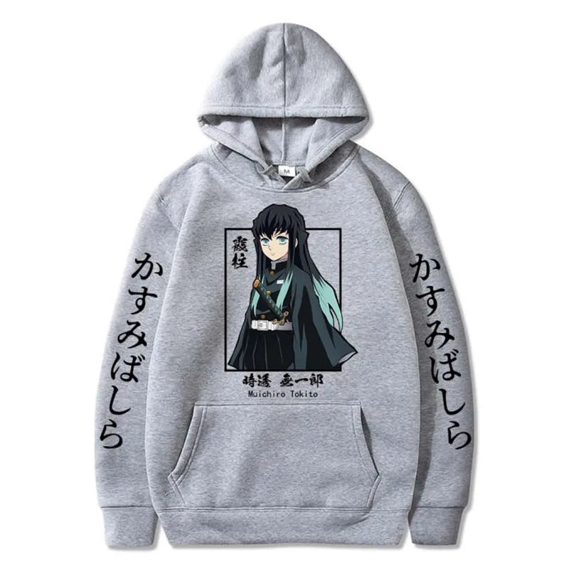 Demon Slayer Muichiro Tokito Graphic Hoodie Pullover Harajuku Streetwear Hoodies Winter Sweatshirt Fleece Sport Jogging Top