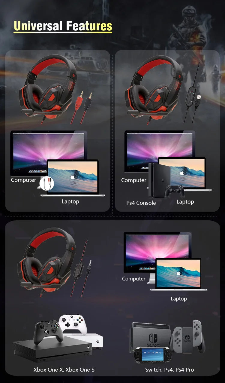 SW-G830 Gaming headphones with flexible HD microphone cover ears RGB light stereo surround sound external wired headphones