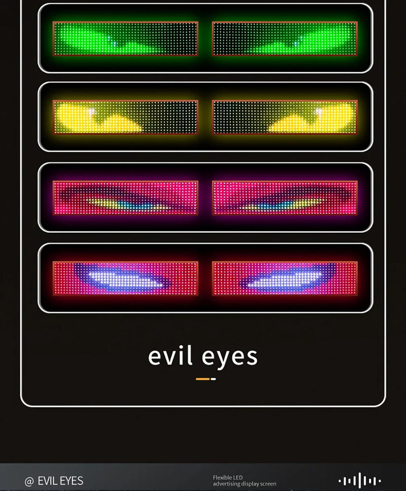 Led Eyes for Truck Devil Eye LED Pixel Panel Light for Trucks Cars DIY Remote Control Scrolling Animation Soft Foldable