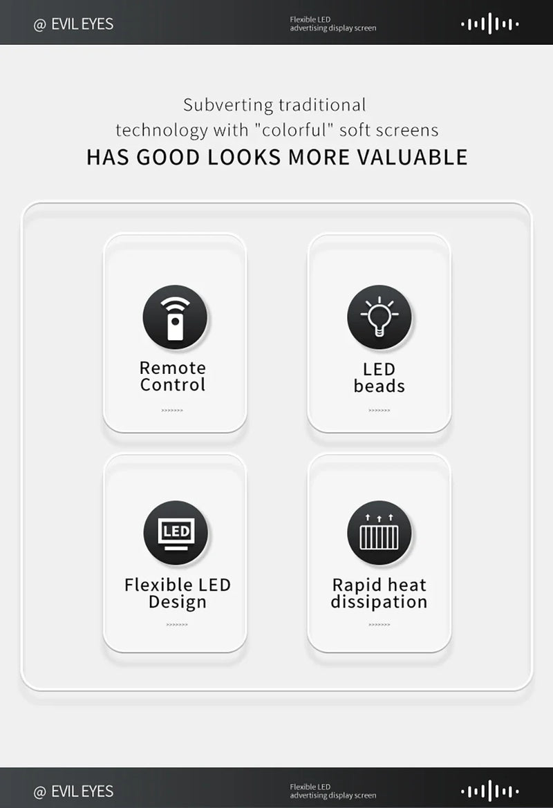 Led Eyes for Truck Devil Eye LED Pixel Panel Light for Trucks Cars DIY Remote Control Scrolling Animation Soft Foldable