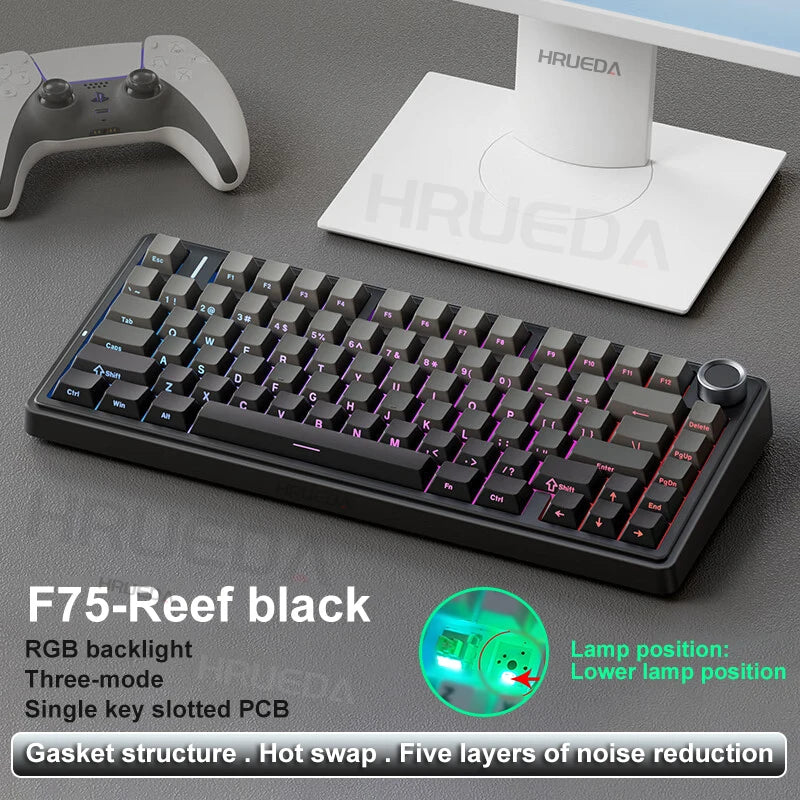 AULA F75 Original Keyboard RGB Customized Bluetooth Wireless 2.4G Type-C Wired Hot Swap75% OEM Gasket Gaming Mechanical Keyboard