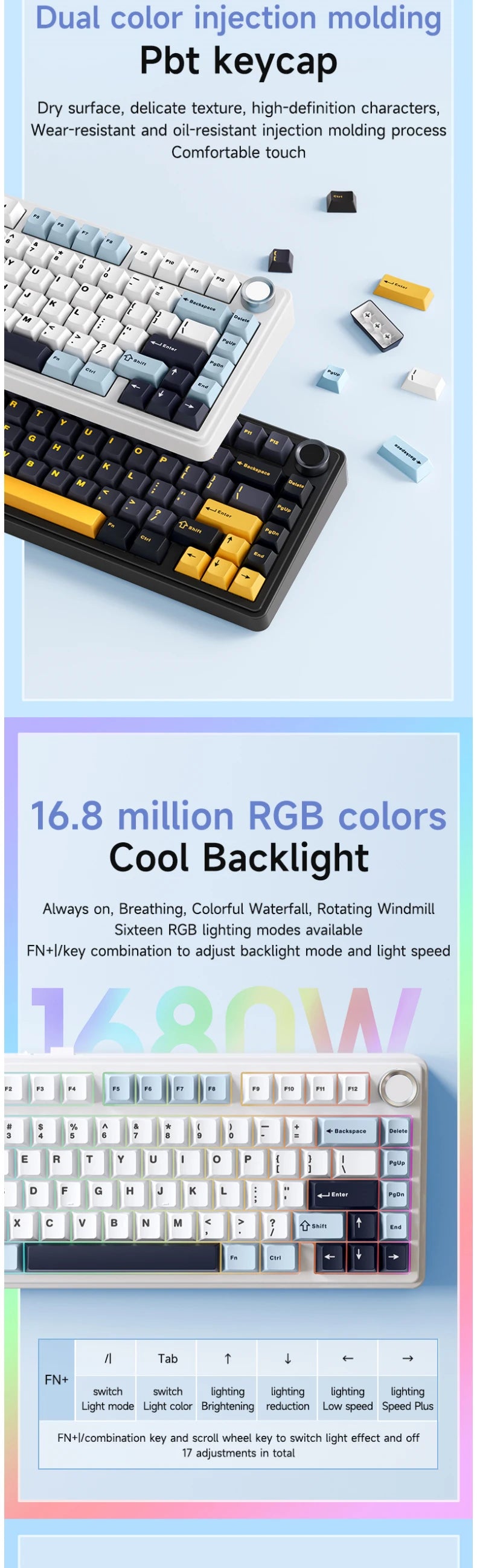 AULA F75 Original Keyboard RGB Customized Bluetooth Wireless 2.4G Type-C Wired Hot Swap75% OEM Gasket Gaming Mechanical Keyboard