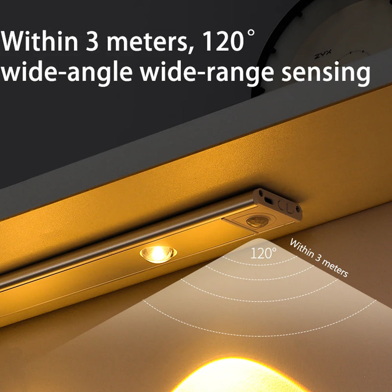 LED Motion Sensor Lamp 3Color Rechargeable Led Lamp Wireless Cabinet Wardrobe Lamps For Kitchen Cabinet Wardrobe Bedroom Lamp
